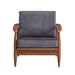 Wooden Accent Chair with Removable Cushion in Charcoal and Brown