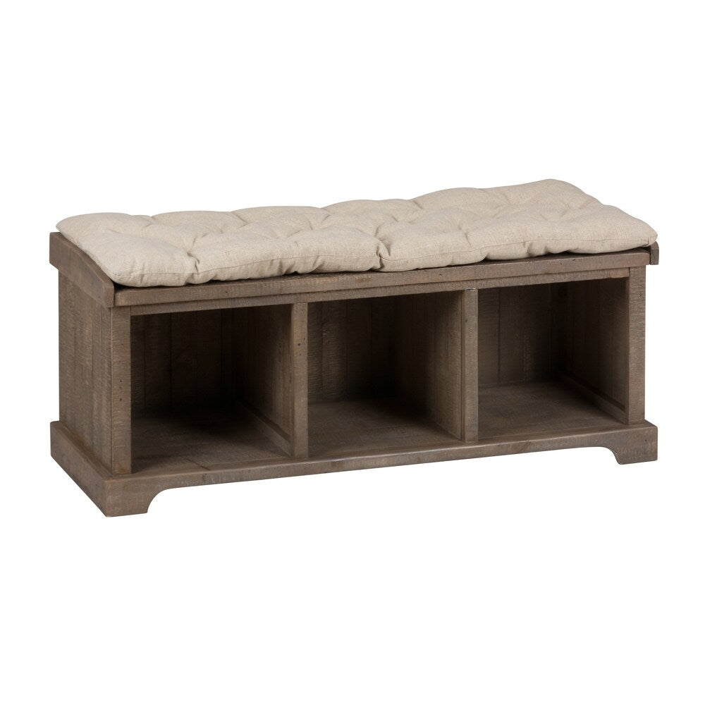 Wooden Bench With 3 Open Shelves, Brown