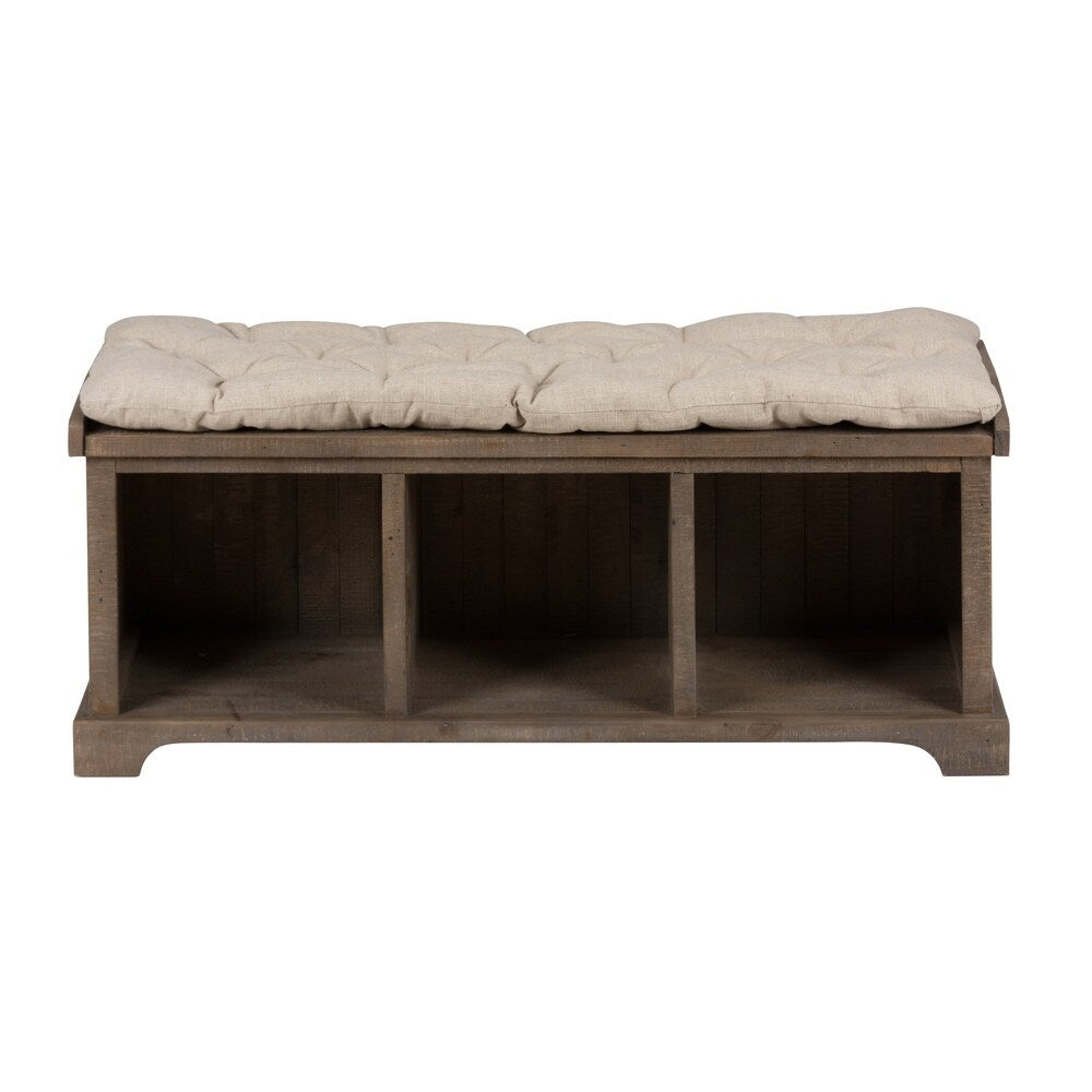 Wooden Bench With 3 Open Shelves, Brown