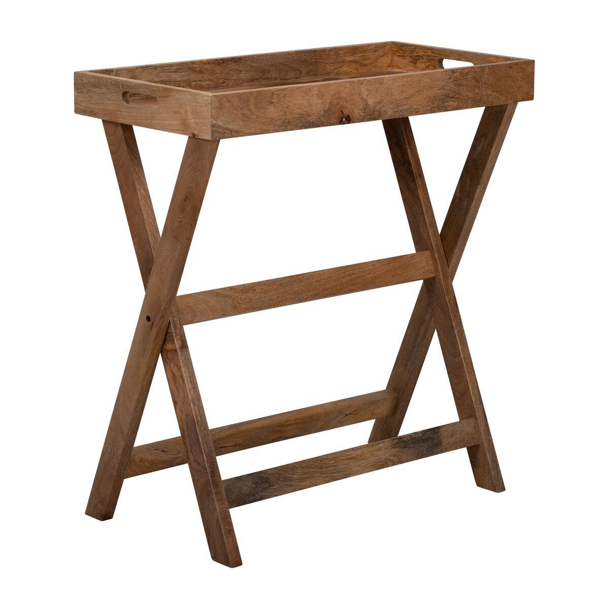 Wooden Butler Tray with Stand 30" x 32" Brown TV Tray Contemporary Rustic Decorative Stand or Storage Display - 30" x 15" x 32"