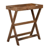 Wooden Butler Tray with Stand 30" x 32" Brown TV Tray Contemporary Rustic Decorative Stand or Storage Display - 30" x 15" x 32"