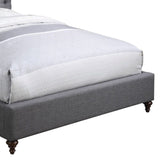Wooden California King Size Bed with Button Tufted Headboard, Gray
