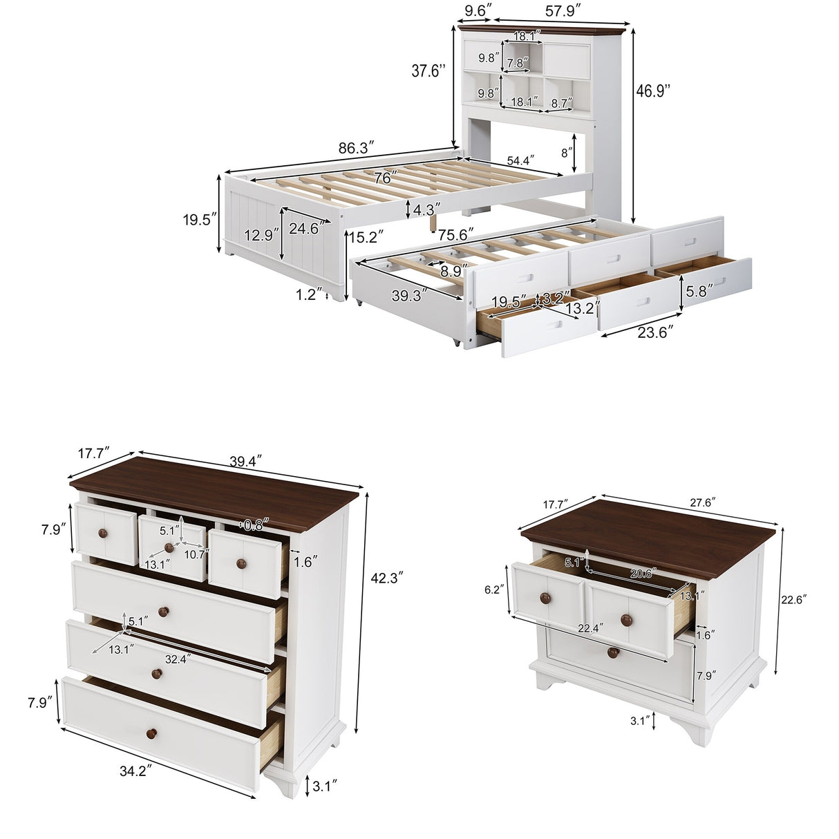 Wooden Captain Bedroom Set