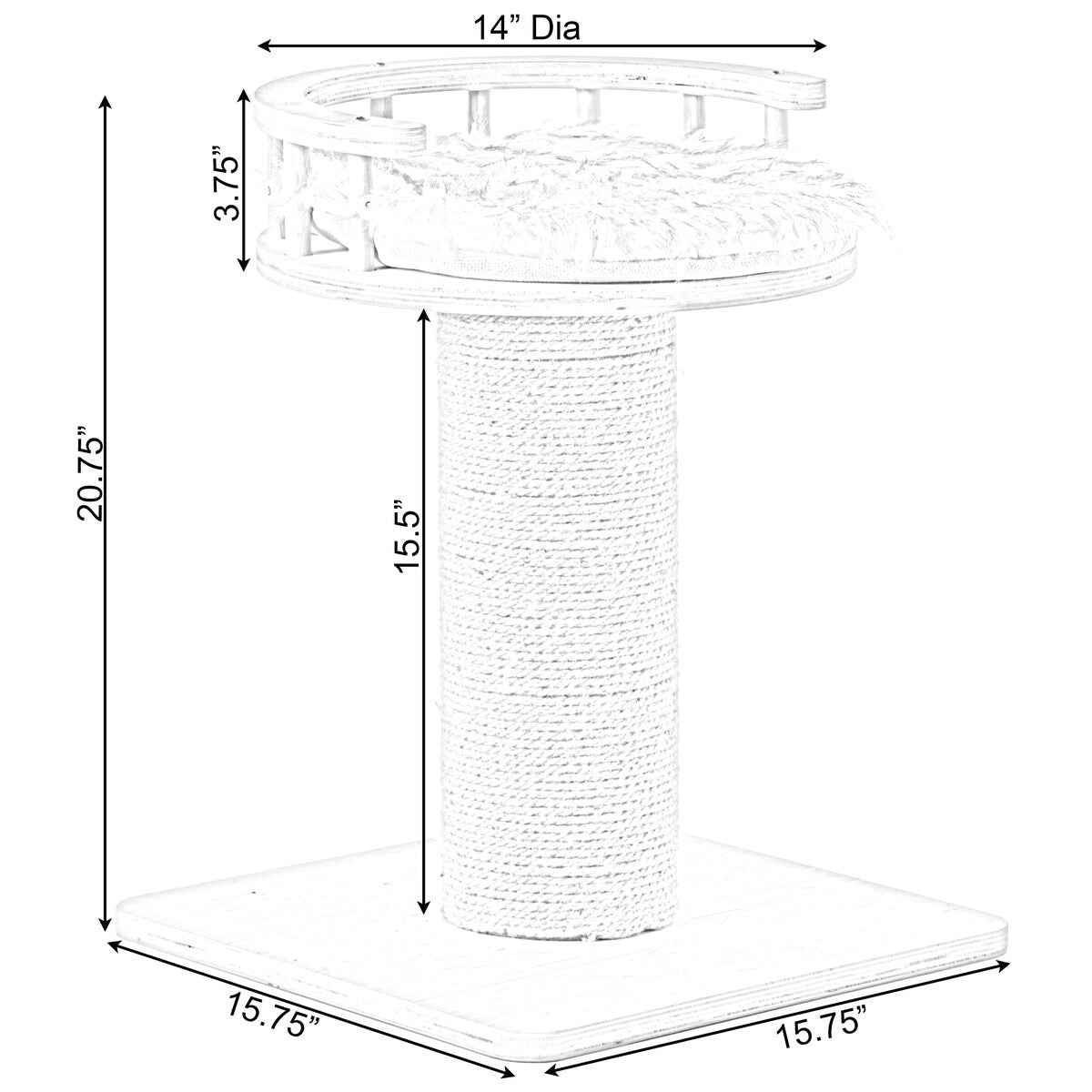 Wooden Cat Sisal Scratching Post Tree Tower with Seat Pet Bed Lounge - Natural