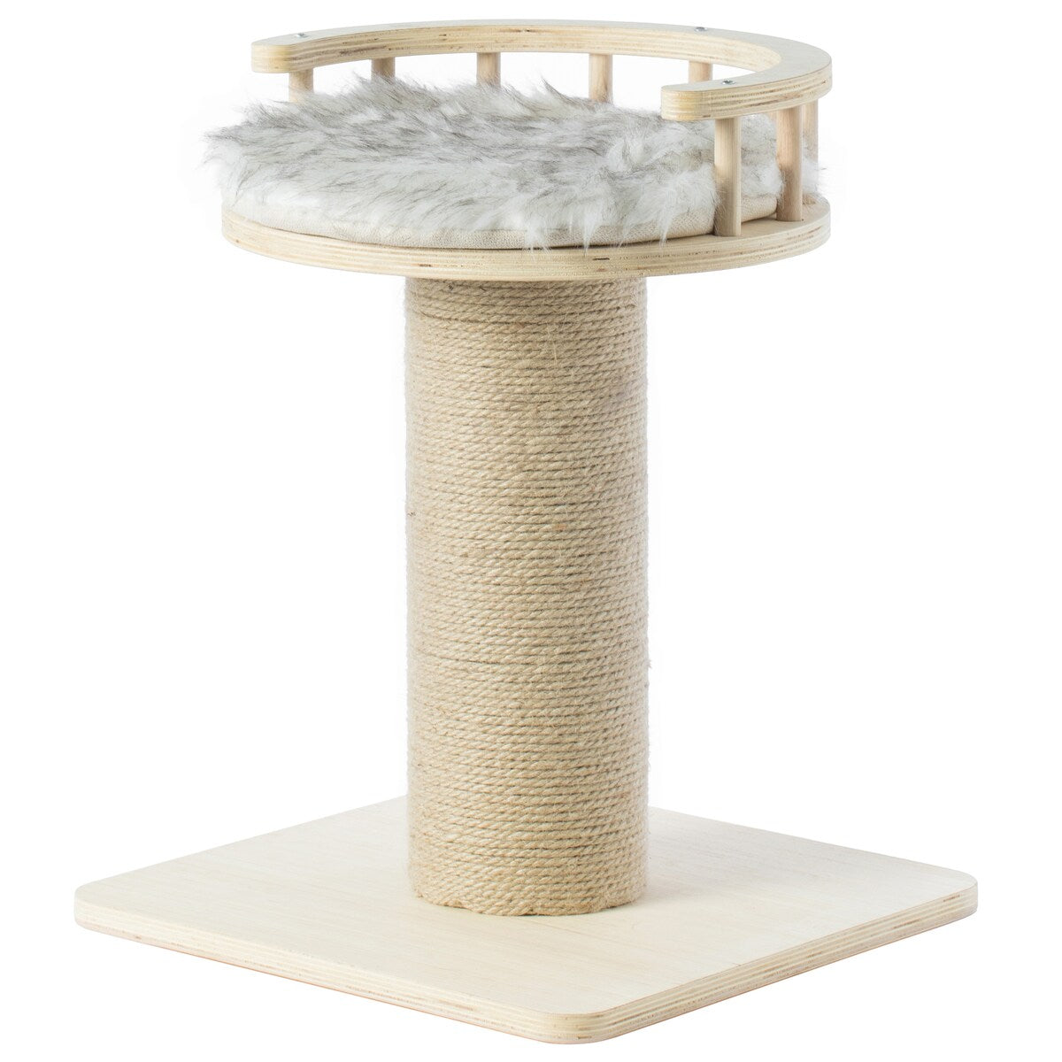 Wooden Cat Sisal Scratching Post Tree Tower with Seat Pet Bed Lounge - Natural