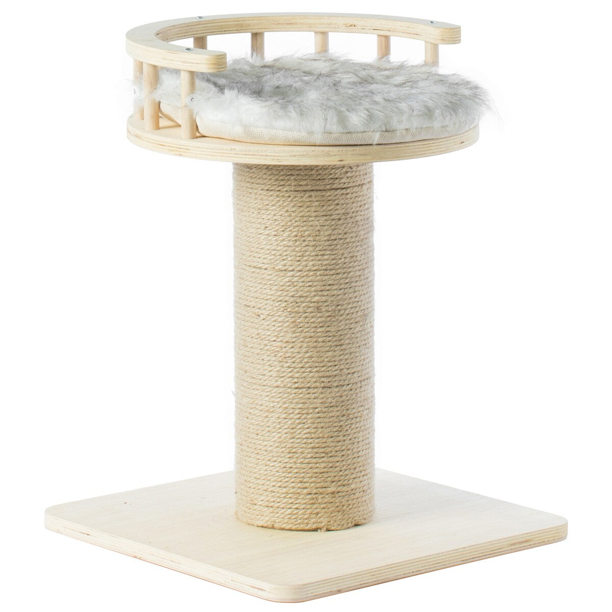 Wooden Cat Sisal Scratching Post Tree Tower with Seat Pet Bed Lounge - Natural