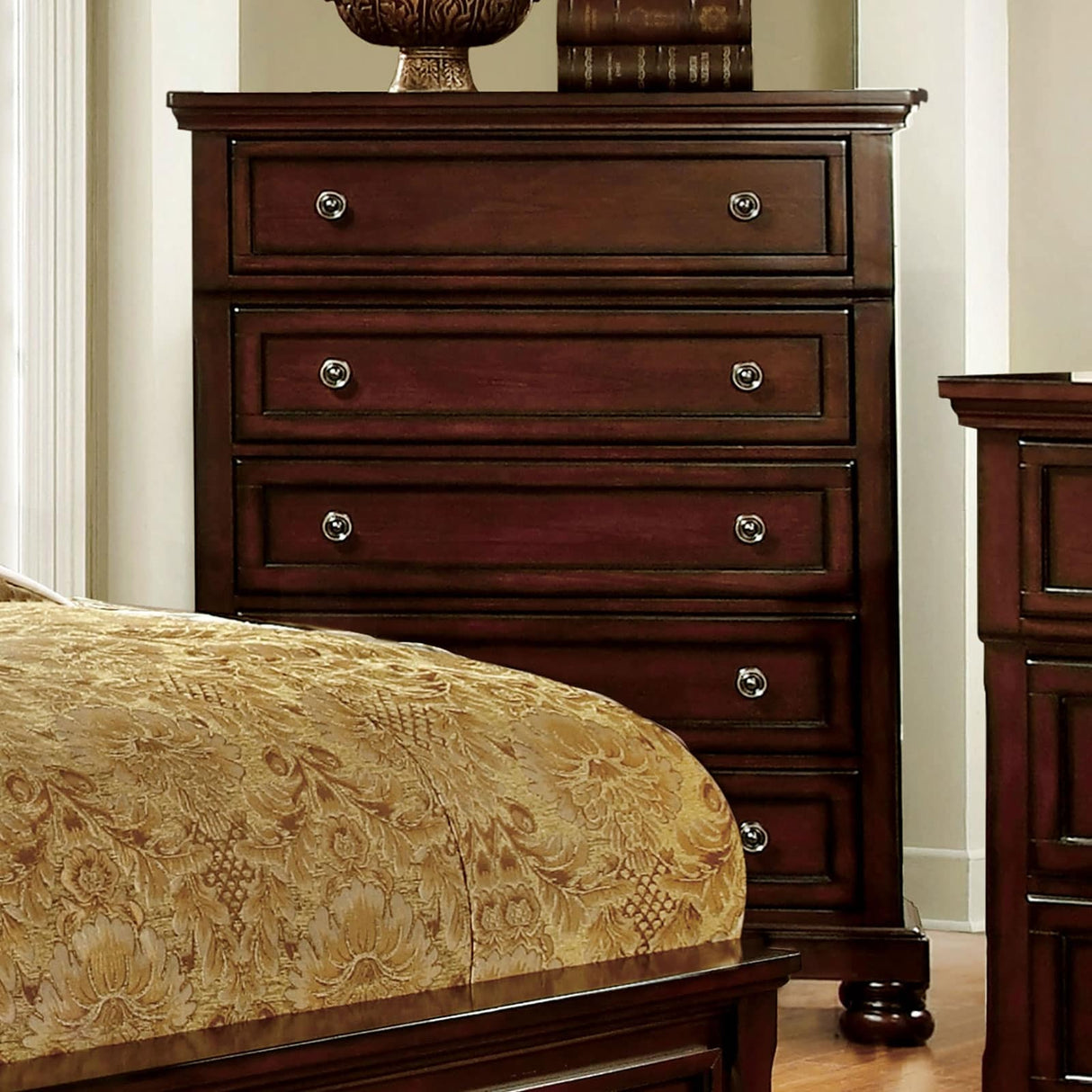 Wooden Chest in Dark Cherry Finish
