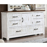 Wooden Dresser with 6 Drawer in Distressed White