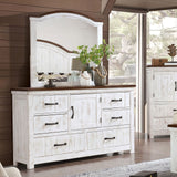 Wooden Dresser with 6 Drawer in Distressed White