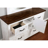 Wooden Dresser with 6 Drawer in Distressed White