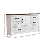 Wooden Dresser with 6 Drawer in Distressed White