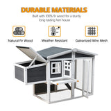 Wooden Chicken Coop,Waterproof Outdoor Large Chicken House for 4 Chickens, with a Removable Tray,Nesting Box, Wire Fence