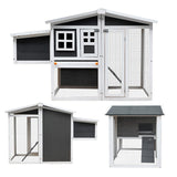 Wooden Chicken Coop,Waterproof Outdoor Large Chicken House for 4 Chickens, with a Removable Tray,Nesting Box, Wire Fence