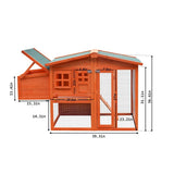 Wooden Chicken Coop,Waterproof Outdoor Large Chicken House for 4 Chickens, with a Removable Tray,Nesting Box, Wire Fence