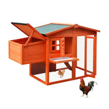 Wooden Chicken Coop,Waterproof Outdoor Large Chicken House for 4 Chickens, with a Removable Tray,Nesting Box, Wire Fence
