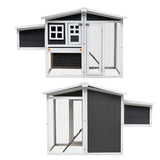 Wooden Chicken Coop,Waterproof Outdoor Large Chicken House for 4 Chickens, with a Removable Tray,Nesting Box, Wire Fence