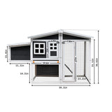 Wooden Chicken Coop,Waterproof Outdoor Large Chicken House for 4 Chickens, with a Removable Tray,Nesting Box, Wire Fence