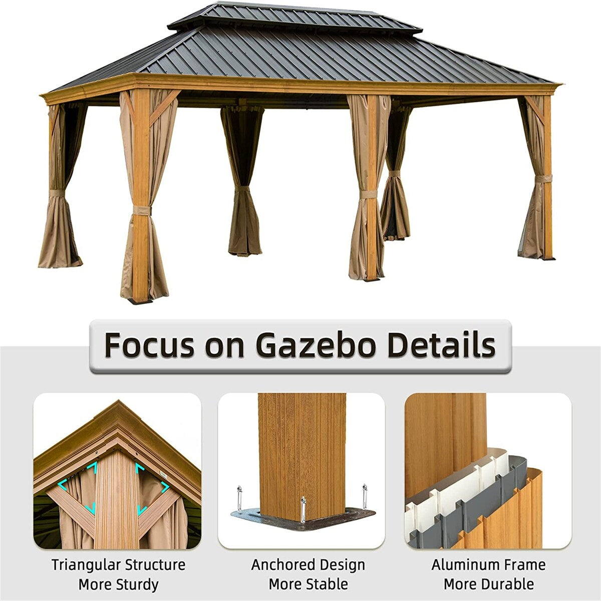 Wooden Coated Aluminum Frame Canopy