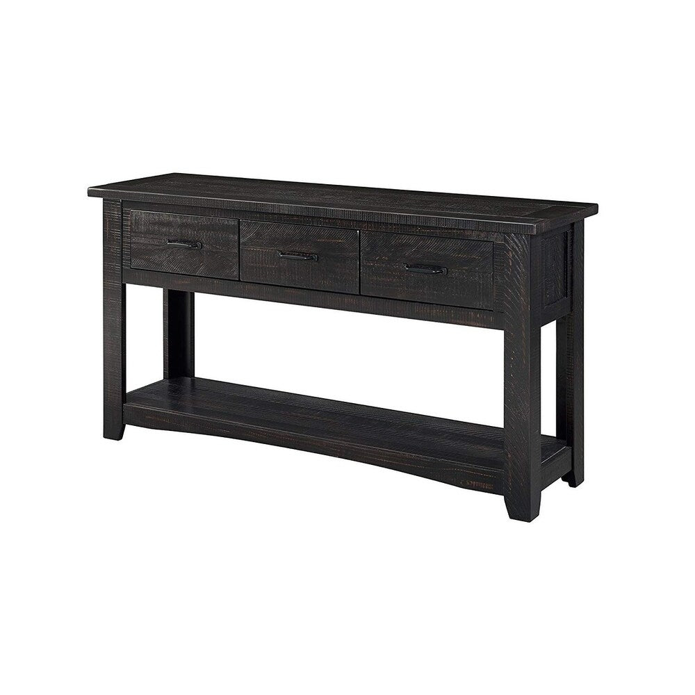 Wooden Console Table With Three Drawers, Antique Black