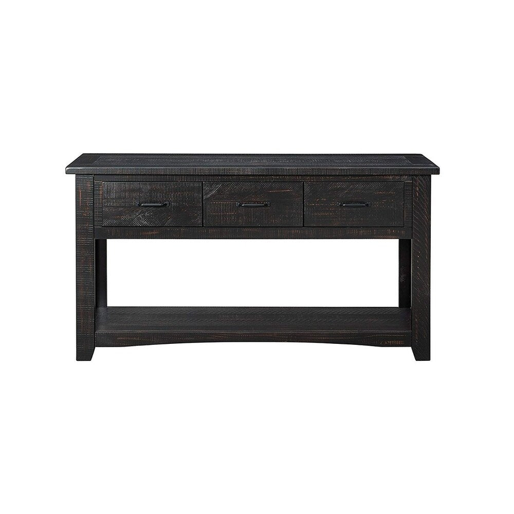 Wooden Console Table With Three Drawers, Antique Black
