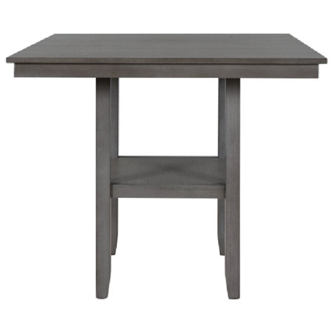 Wooden Counter Height Dining Table with Storage Shelving, Gray