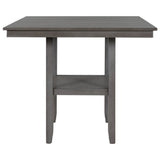 Wooden Counter Height Dining Table with Storage Shelving, Gray