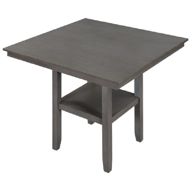 Wooden Counter Height Dining Table with Storage Shelving, Gray