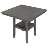 Wooden Counter Height Dining Table with Storage Shelving, Gray