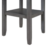 Wooden Counter Height Dining Table with Storage Shelving, Gray