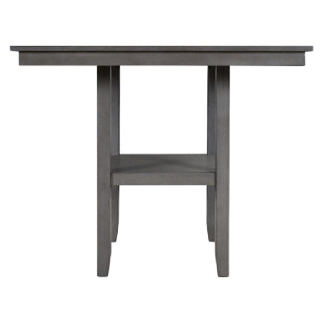 Wooden Counter Height Dining Table with Storage Shelving, Gray