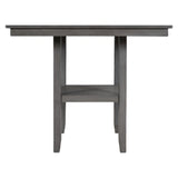 Wooden Counter Height Dining Table with Storage Shelving, Gray