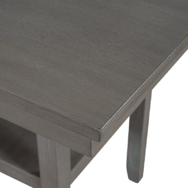 Wooden Counter Height Dining Table with Storage Shelving, Gray