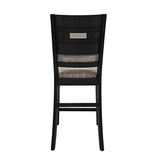 Wooden Counter Height Stool with Fabric Padded Backrest,Set of 2, Dark Gray