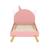 Wooden Cute Bed With Unicorn Shape Headboard