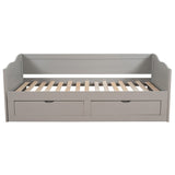 Wooden Daybed with Trundle Bed and Two Storage Drawers , Extendable Bed Daybed,Sofa Bed with Two Drawers