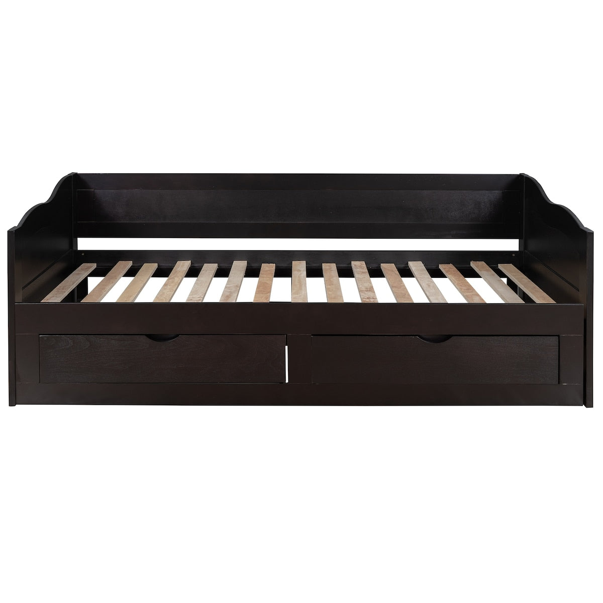 Wooden Daybed with Trundle Bed and Two Storage Drawers , Extendable Bed Daybed,Sofa Bed with Two Drawers