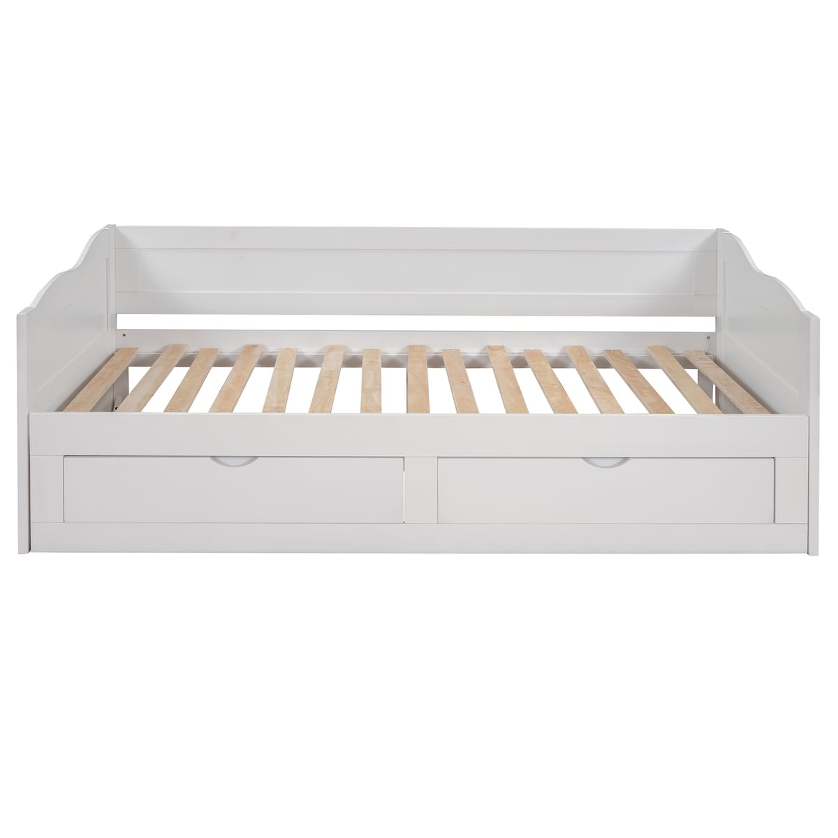 Wooden Daybed with Trundle Bed and Two Storage Drawers , Extendable Bed Daybed,Sofa Bed with Two Drawers