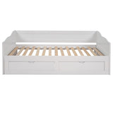 Wooden Daybed with Trundle Bed and Two Storage Drawers , Extendable Bed Daybed,Sofa Bed with Two Drawers