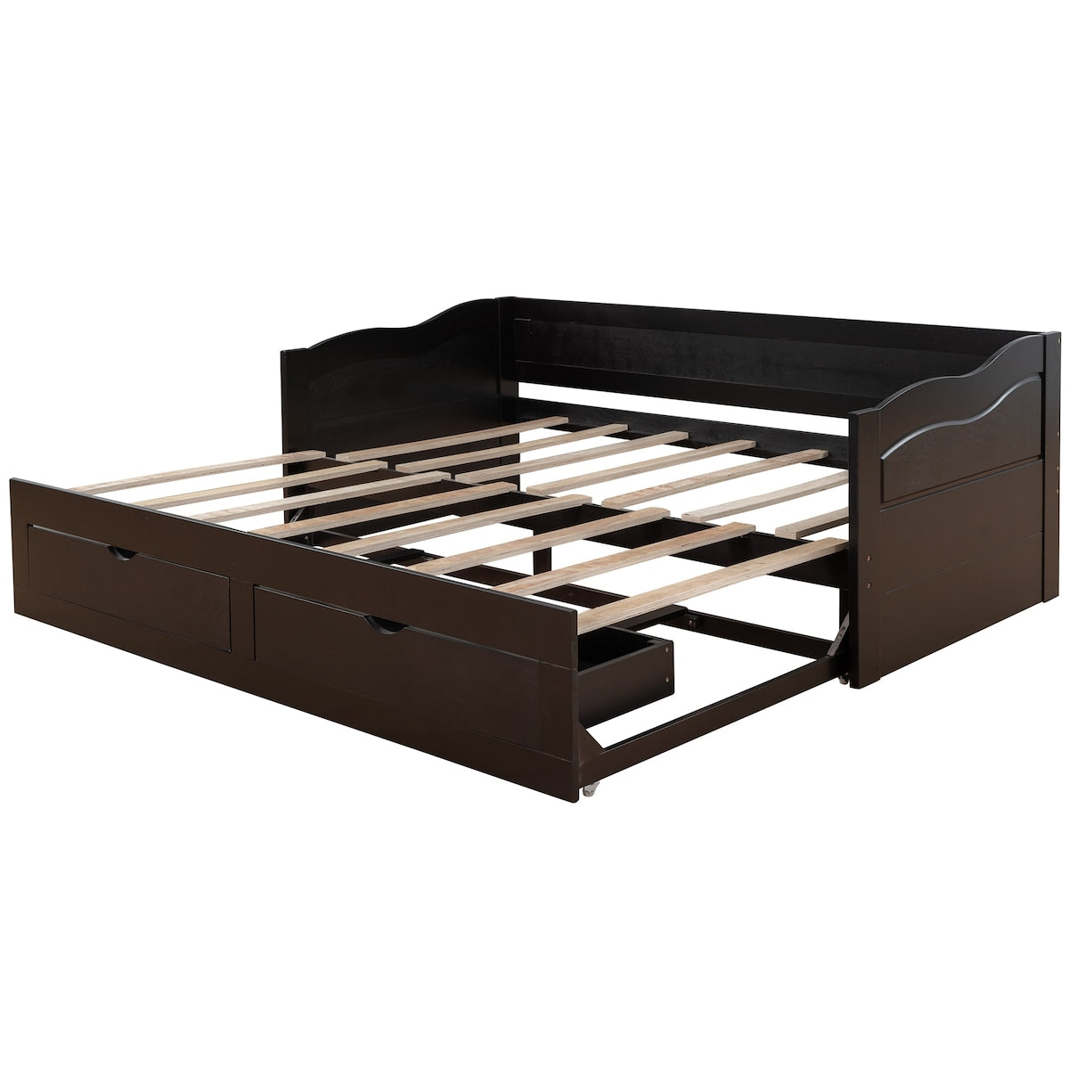 Wooden Daybed with Trundle Bed and Two Storage Drawers , Extendable Bed Daybed,Sofa Bed with Two Drawers