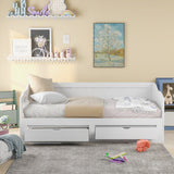Wooden Daybed with Trundle Bed and Two Storage Drawers , Extendable Bed Daybed,Sofa Bed with Two Drawers