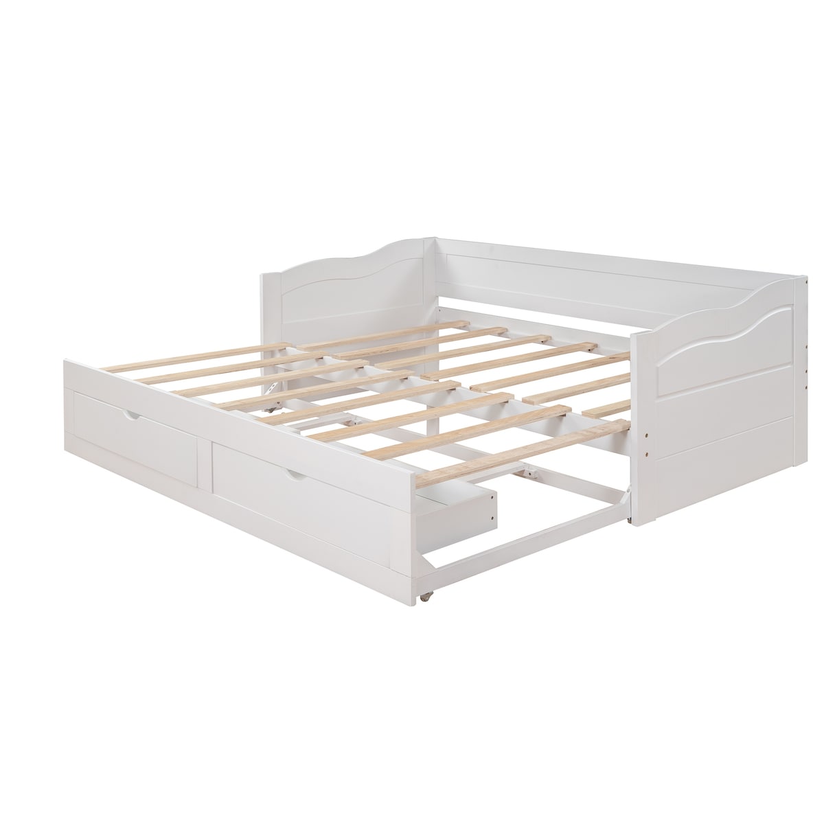 Wooden Daybed with Trundle Bed and Two Storage Drawers , Extendable Bed Daybed,Sofa Bed with Two Drawers