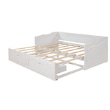 Wooden Daybed with Trundle Bed and Two Storage Drawers , Extendable Bed Daybed,Sofa Bed with Two Drawers