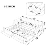 Wooden Daybed with Trundle Bed and Two Storage Drawers , Extendable Bed Daybed,Sofa Bed with Two Drawers