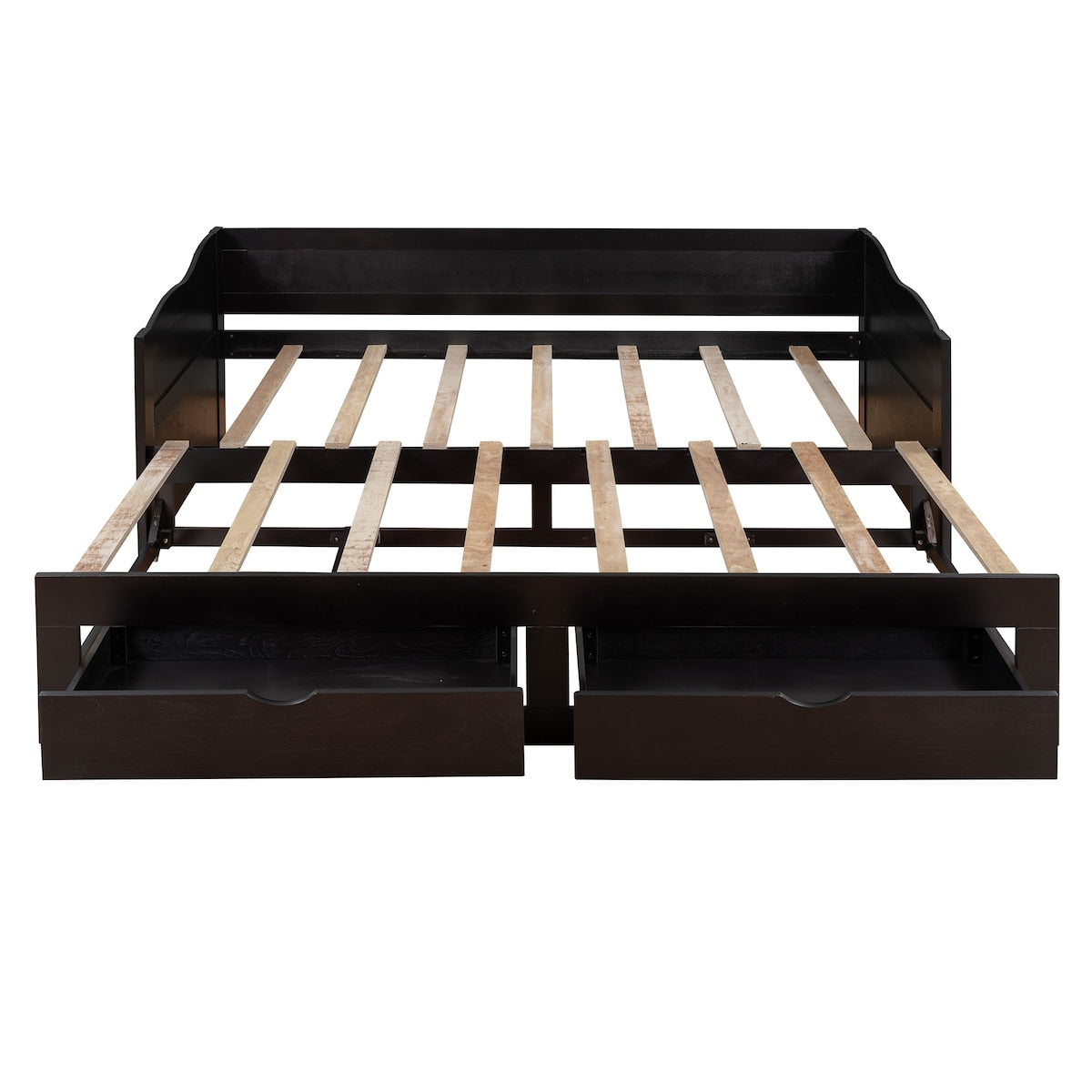 Wooden Daybed with Trundle Bed and Two Storage Drawers , Extendable Bed Daybed,Sofa Bed with Two Drawers