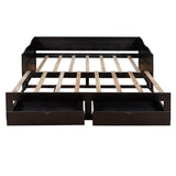 Wooden Daybed with Trundle Bed and Two Storage Drawers , Extendable Bed Daybed,Sofa Bed with Two Drawers