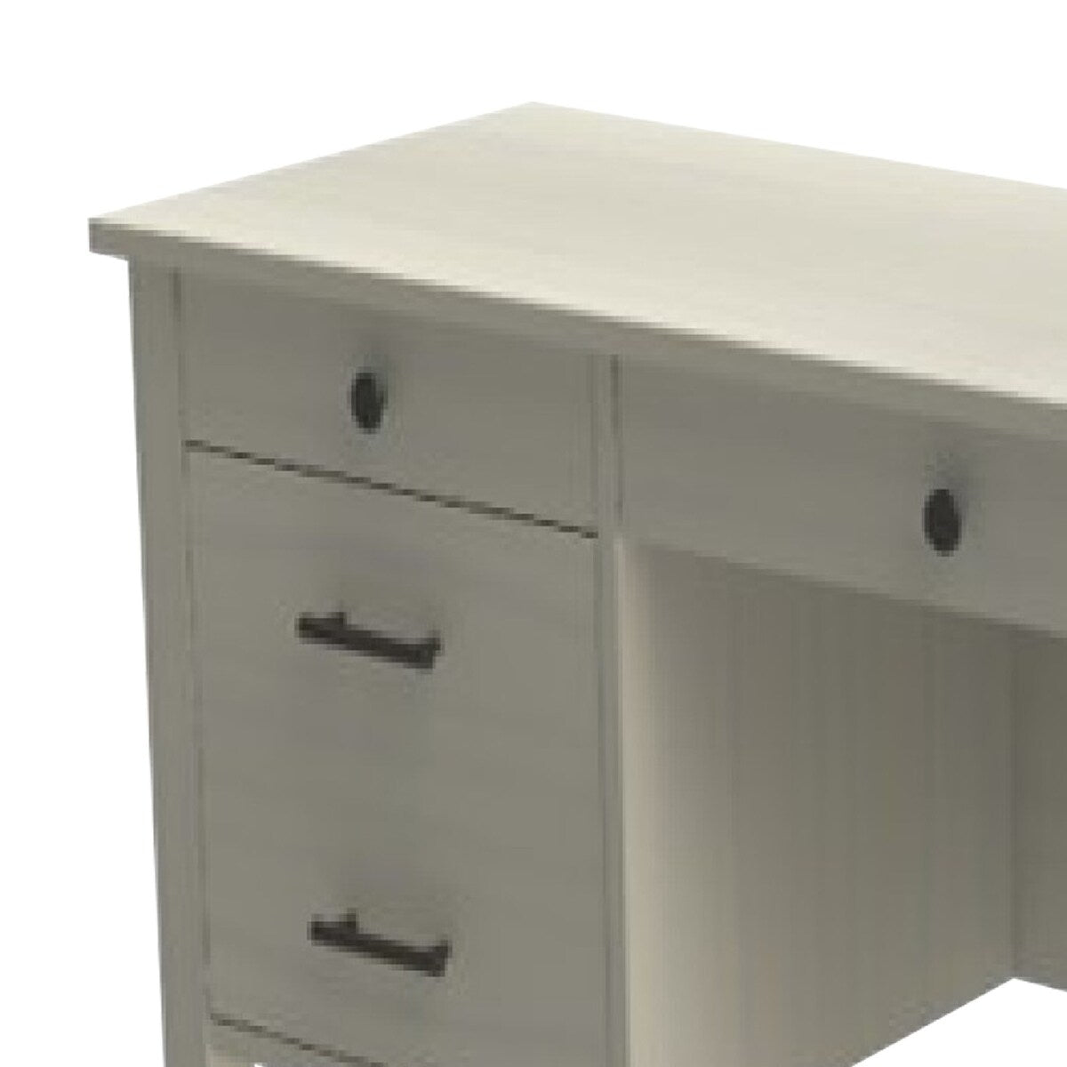 Wooden Desk with 3 Drawers and 2 File Cabinets, Washed White