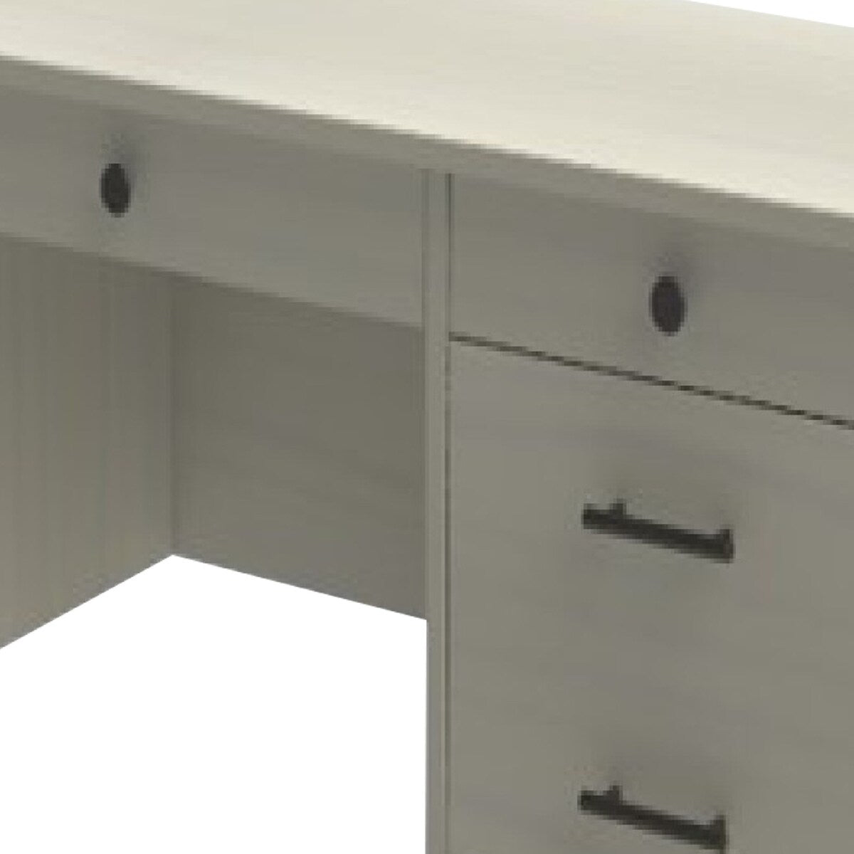 Wooden Desk with 3 Drawers and 2 File Cabinets, Washed White