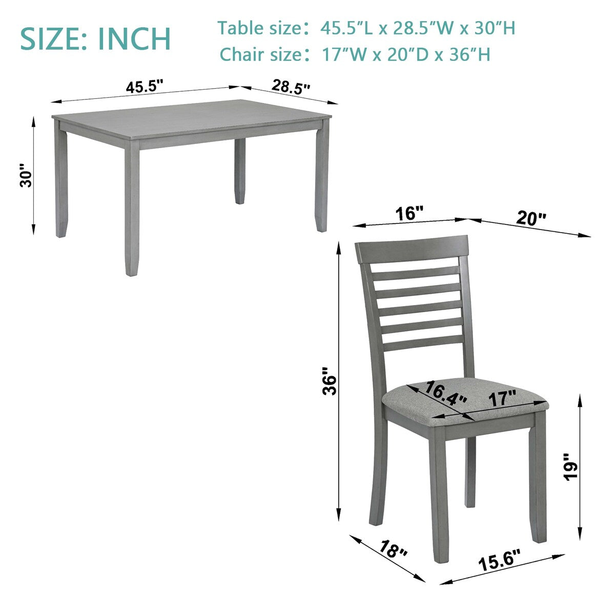 Wooden Dining Rectangular Table set for 4,Kitchen Dining Table for Small Space for Dining Room kitchen