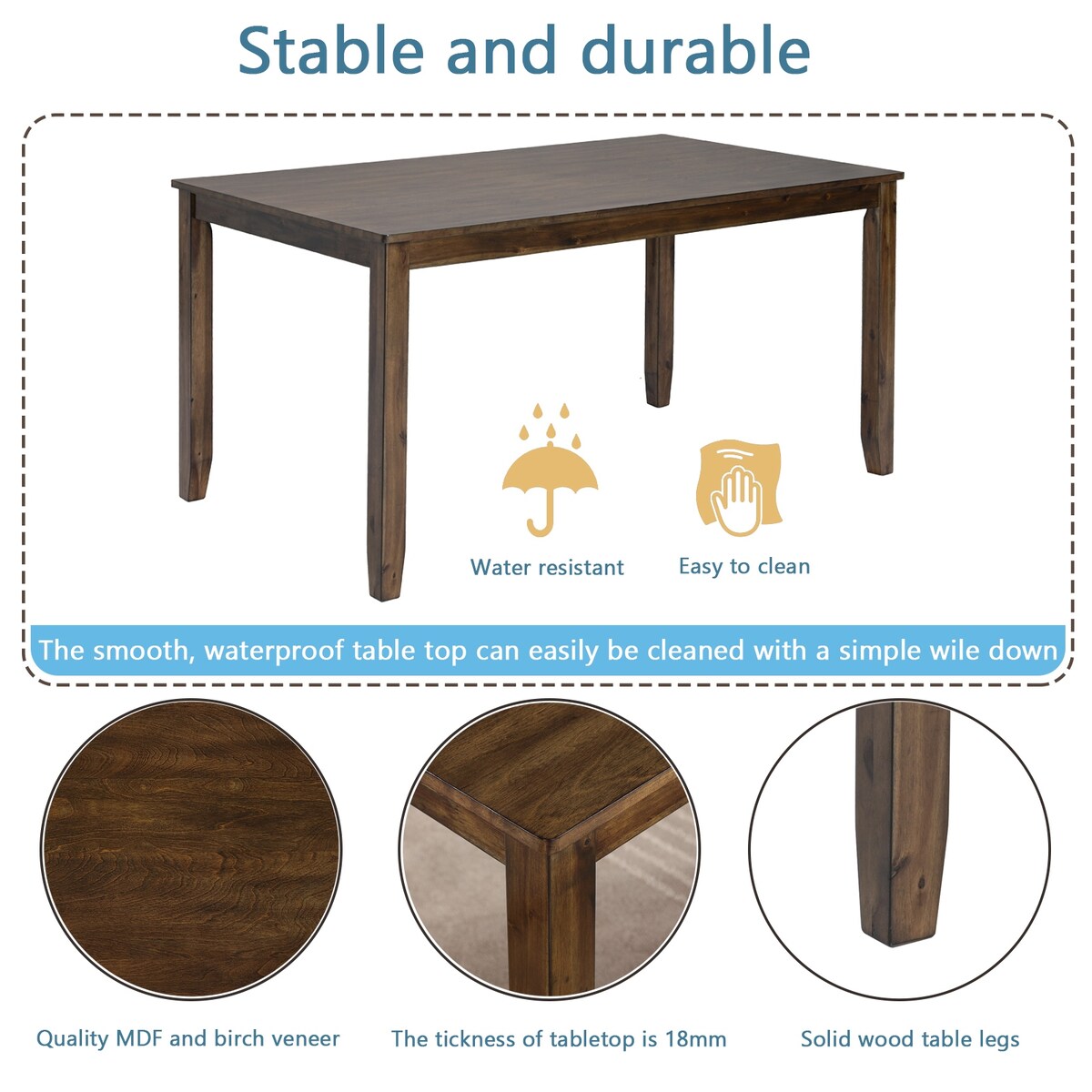 Wooden Dining Rectangular Table set for 4,Kitchen Dining Table for Small Space for Dining Room kitchen