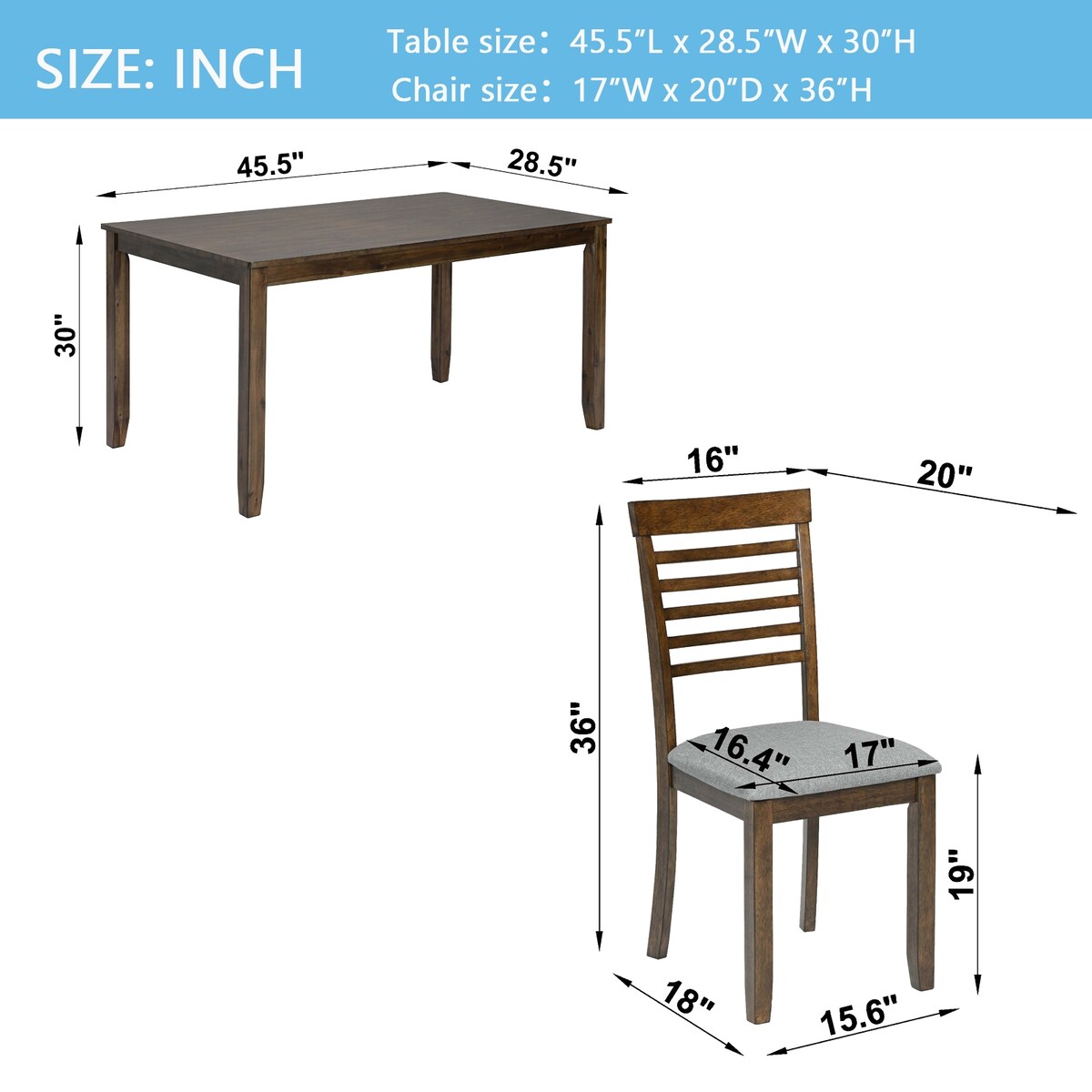 Wooden Dining Rectangular Table set for 4,Kitchen Dining Table for Small Space for Dining Room kitchen